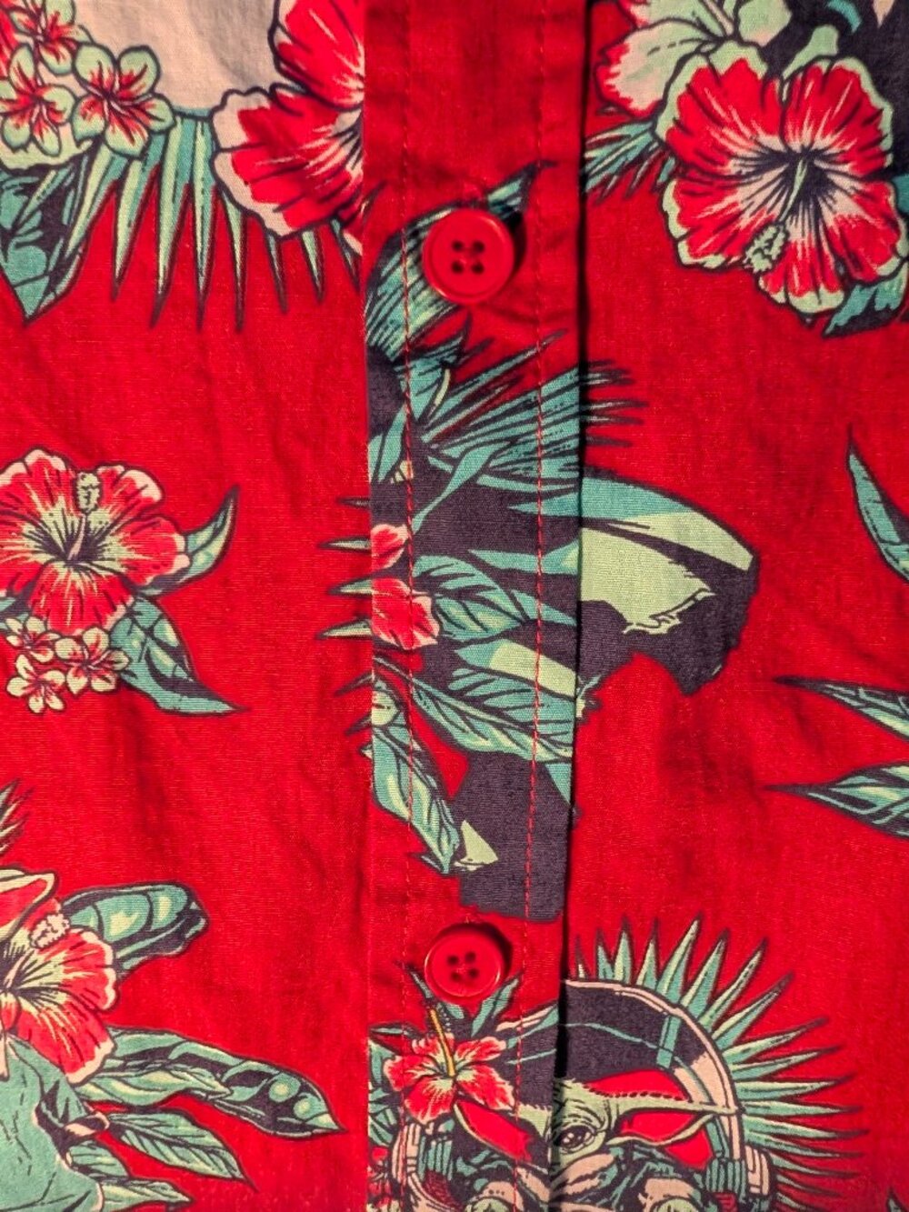 Star Wars Mandilorian and Grogu Floral Hawaiian Shirt Red XL - Picture 3 of 6